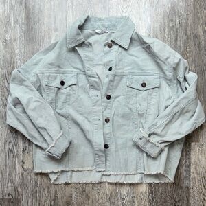 Light Blue Gray Corduroy Jacket **